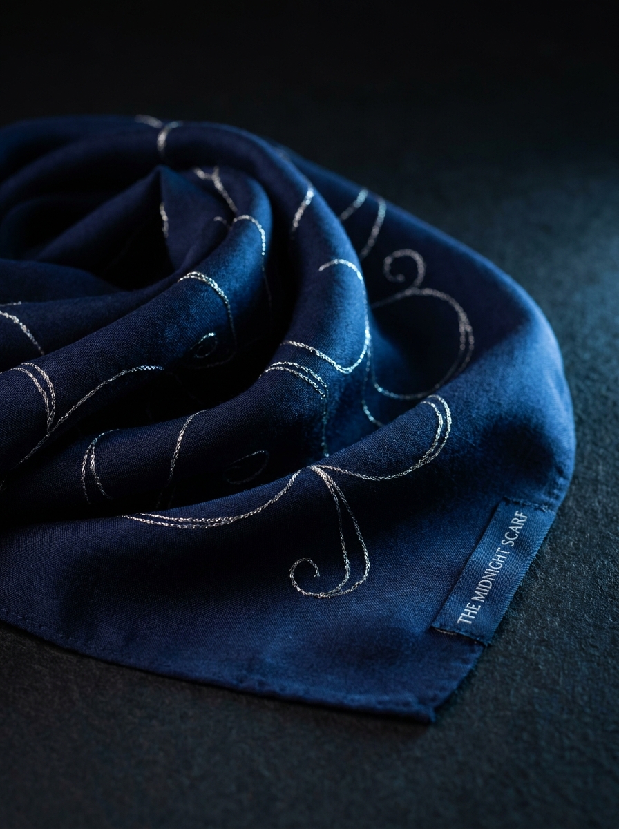 Midnight Scarf Hand-Embroidered Detail